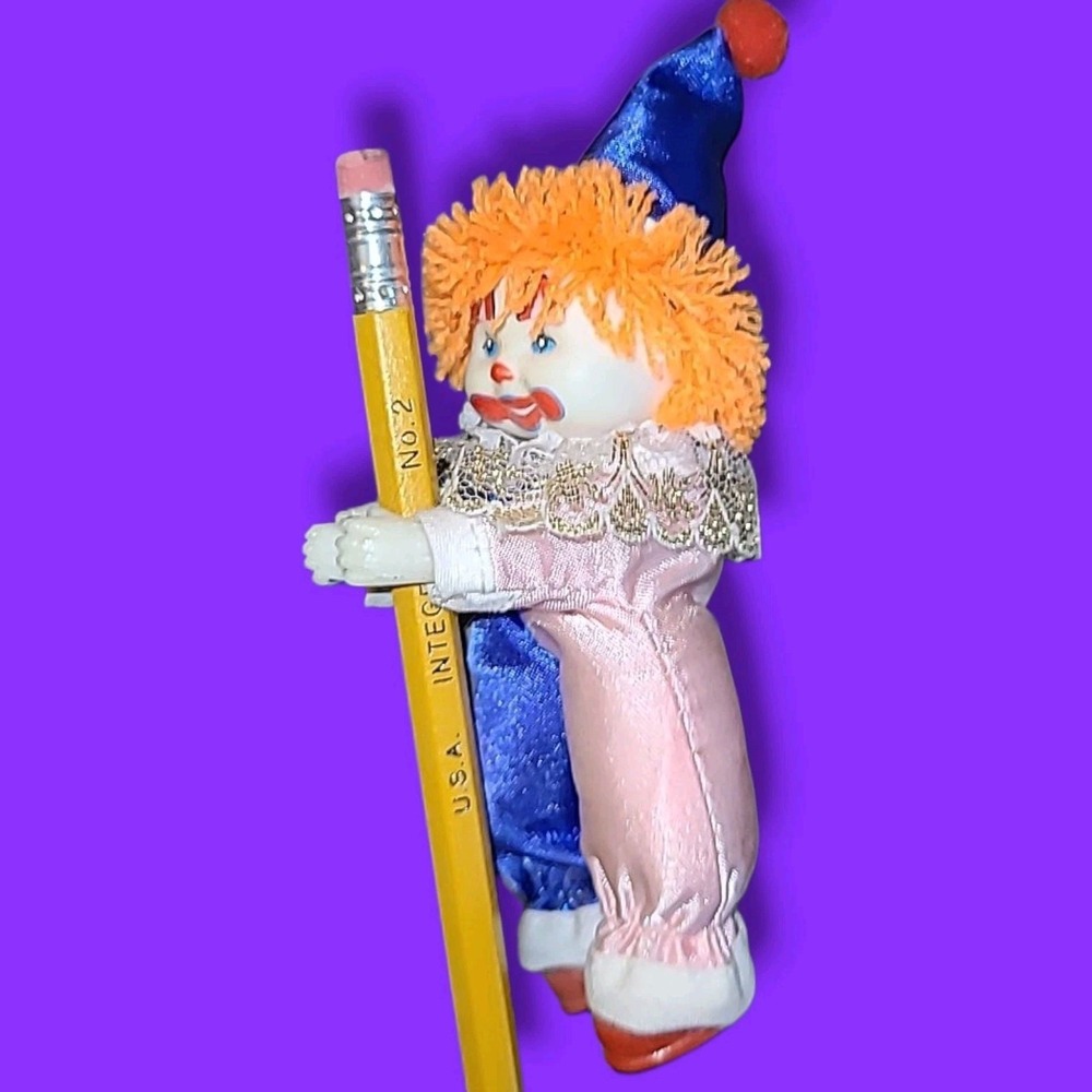 Vintage 80s Russ‎ Clown Clip On Pencil Hugger